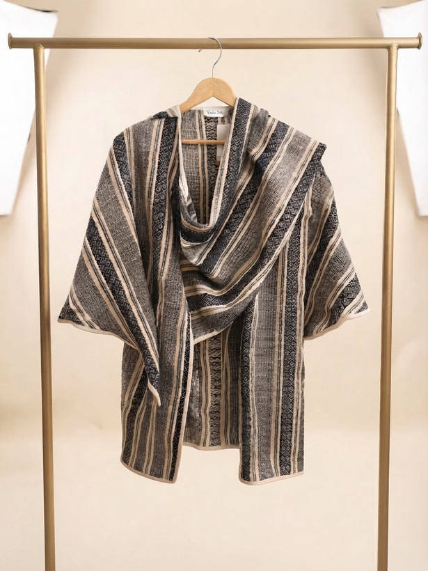 پانچو کنفی شال دار پائیزه (کنف ضخیم)