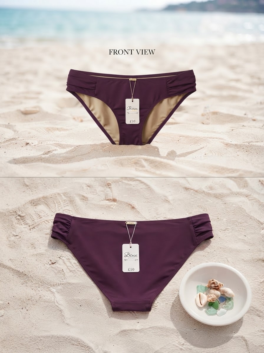 شورت مایو برند لوکس Boux Avenue کشور انگلستان💎 مدل Sicily Gathered Side Brief رنگ Grape