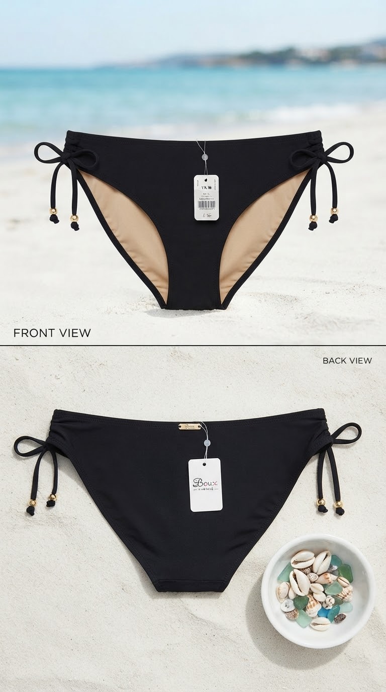شورت مایو برند لوکس Boux Avenue کشور انگلستان 💎مدل Mauritius Ruched Brief رنگ مشکی