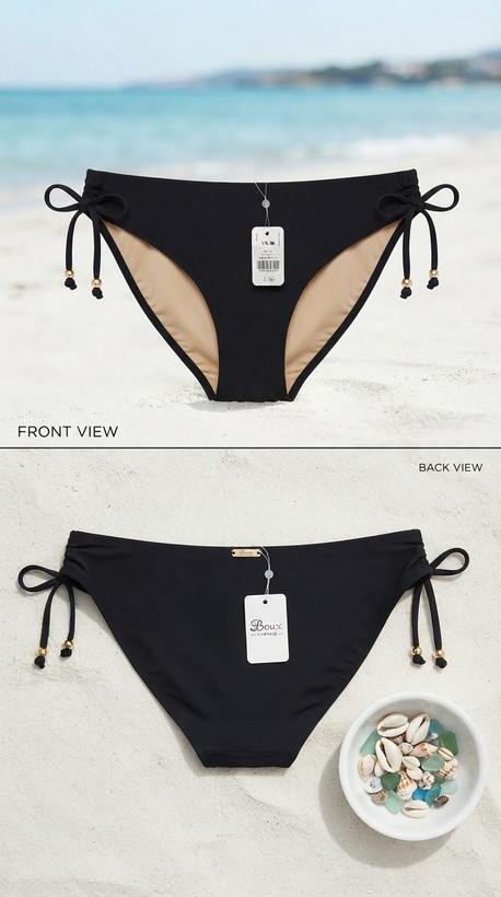 شورت مایو برند لوکس Boux Avenue کشور انگلستان 💎مدل Mauritius Ruched Brief رنگ مشکی