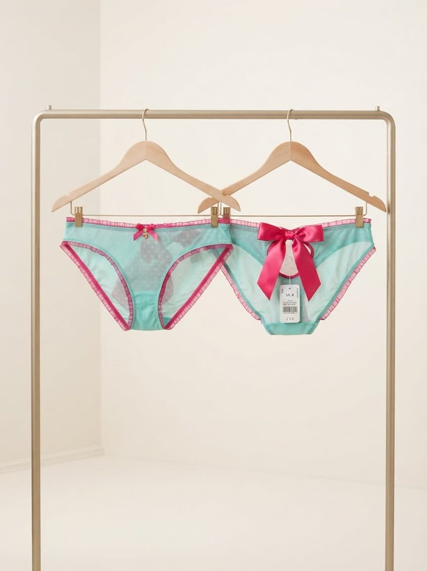 شورت لوکس از برند لوکس Boux Avenue کشور انگلستان💎 مدل Aqua Martina Bow Back Brief رنگ Aqua