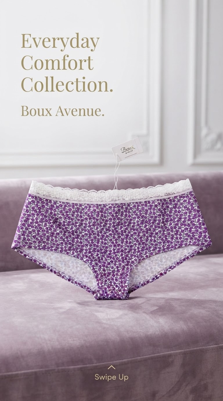 شورت نخی طرح‌دار برند Boux Avenue انگلستان 💎 مدل Cotton Print Short رنگ floral purple mix