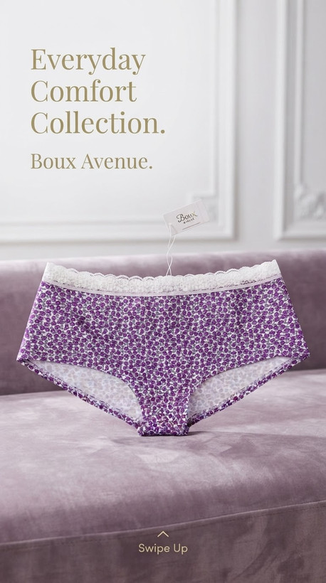 شورت نخی طرحدار برند Boux Avenue انگلستان 💎 مدل Cotton Print Short رنگ floral purple mix