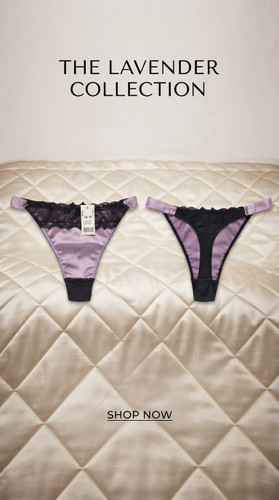 شورت لامبادا (Thong) تور گیپور و ساتن لطیف برند لوکس Boux Avenue انگلستان💎 مدل Lyla رنگ Purple Mix black