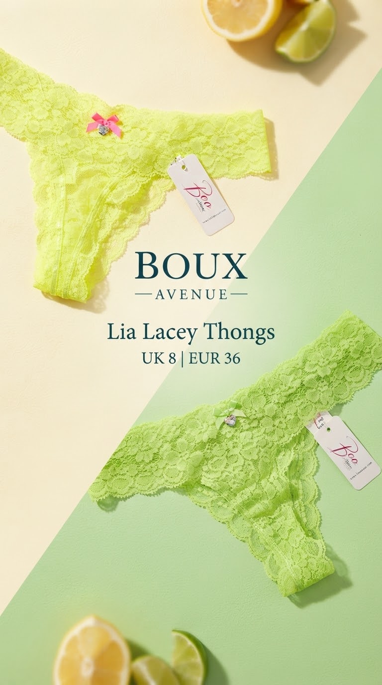 سری شورت های تور دانتل مدل فاق بلند و  مدل لامبادا از برند لوکس Boux Avenue انگلستان💎 مدل Lia Lacey Thong رنگ Citrus و Neon Yellow