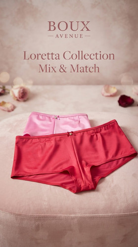 ۴ رنگ جذاب از شورت های فاق بلند ترکیبی ساتن براق و تور برند لوکس Boux Avenue انگلستان💎 مدل Loretta High Waisted رنگ Pillar Box Red و Dusty Pink