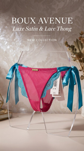 شورت تور دانتل لامبادا Thong برند لوکس Boux Avenue انگلستان💎 مدل Izabella Thong رنگ Pink Mix Turquoise
