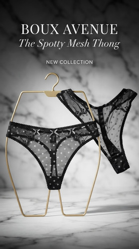 شورت تور لامبادا Thong برند لوکس Boux Avenue انگلستان💎 مدل Monique Spot Thong رنگ Black mix white dots