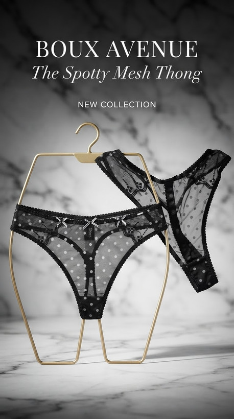 شورت تور لامبادا Thong برند لوکس Boux Avenue انگلستان💎 مدل Monique Spot Thong رنگ Black mix white dots