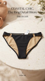 مایوشورت ساحلی شیک برند لوکس Boux Avenue انگلستان💎مدل Maurtitus Ring Side Brief رنگ Black, آستر بژ طلایی