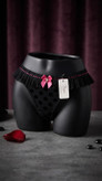 شورت توری فانتزی با پولکا دات مخملی از برند لوکس Boux Avenue انگلستان💎 مدل Cutesy Flock Brief رنگ Black Mix