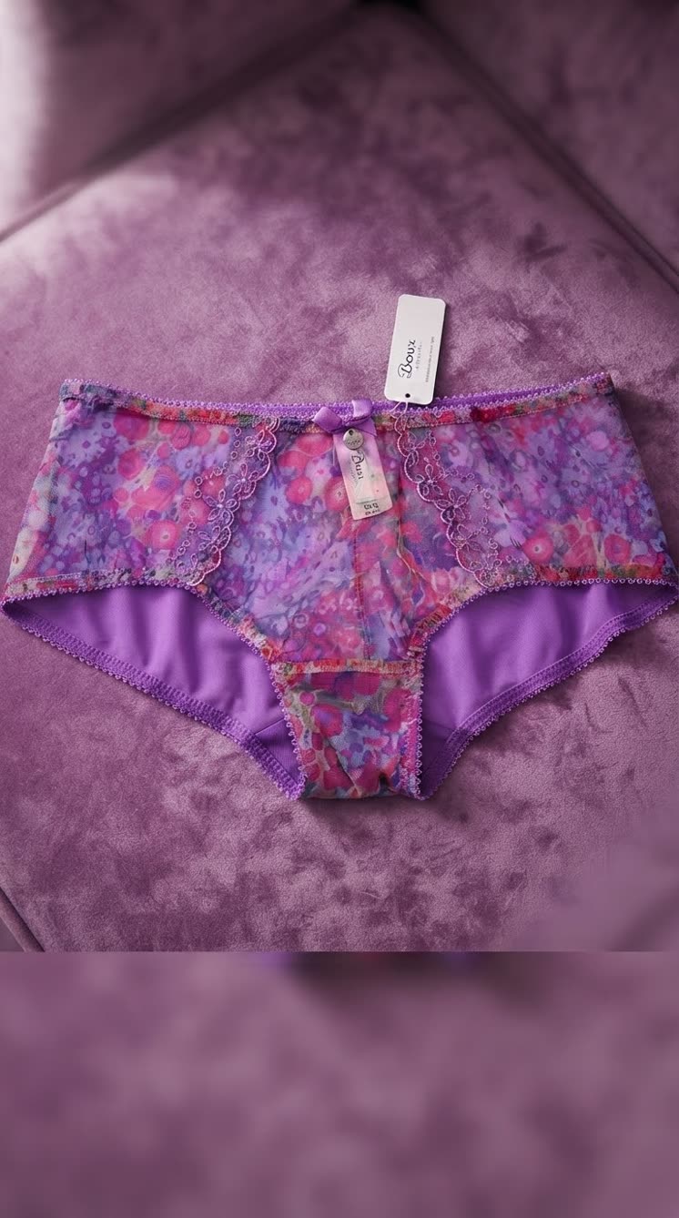 شورت زنانه تور و گیپور برند لوکس Boux Avenue انگلستان💎 مدل Rosaleen رنگ Purple Mix