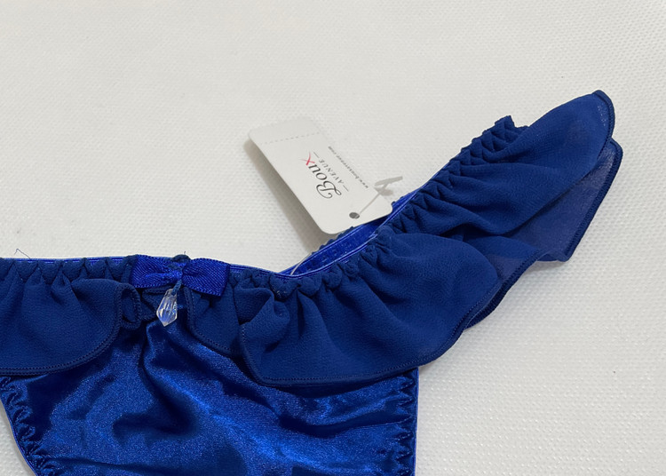 شورت لاکچری لامبادا از برند لوکس Boux Avenue انگلستان💎 مدل Lucilla Satin Chiffon String رنگ Blue Cobalt