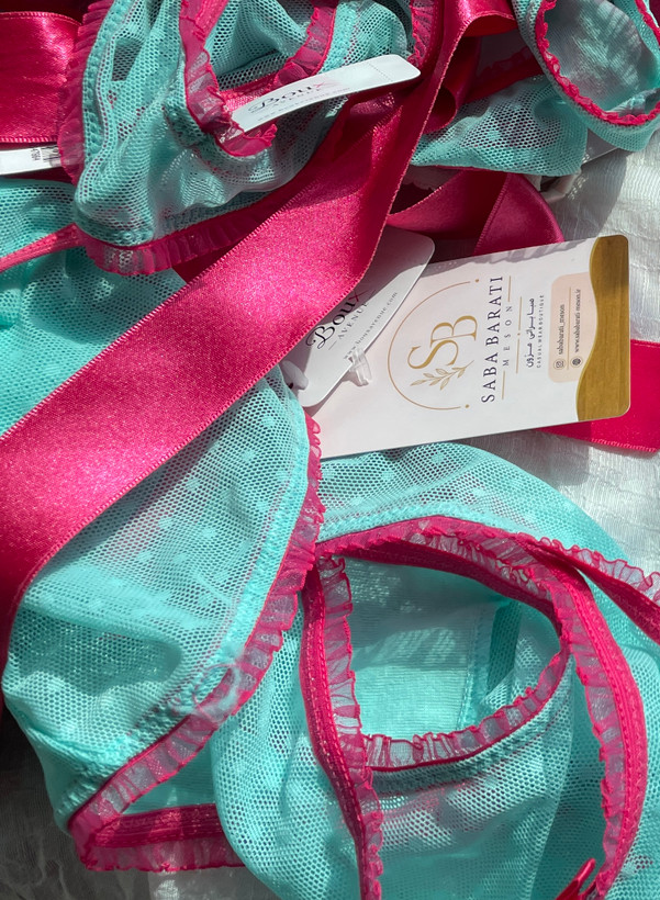شورت لوکس از برند لوکس Boux Avenue کشور انگلستان💎 مدل Aqua Martina Bow Back Brief رنگ Aqua