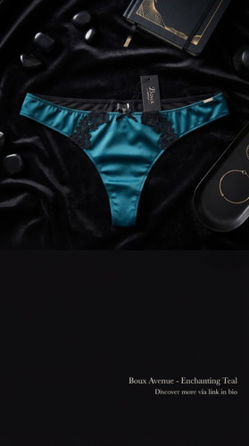 شورت لاکچری لامبادا ساتن و گیپور از برند لوکس Boux Avenue کشور انگلستان💎 مدل Thong / Brief رنگ Teal Mix سبز کبود