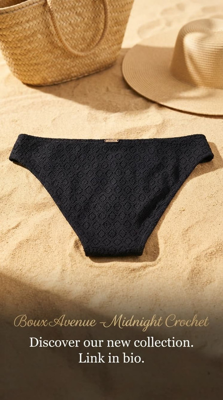 مایوشورت بغل ضربدری برند لوکس Boux Avenue انگلستان💎 مدل Monaco Crochet Classic Brief رنگ Black