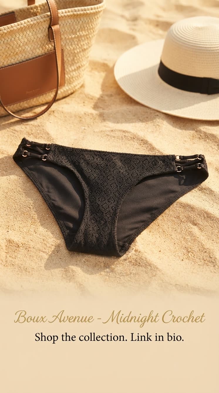 مایوشورت بغل ضربدری برند لوکس Boux Avenue انگلستان💎 مدل Monaco Crochet Classic Brief رنگ Black