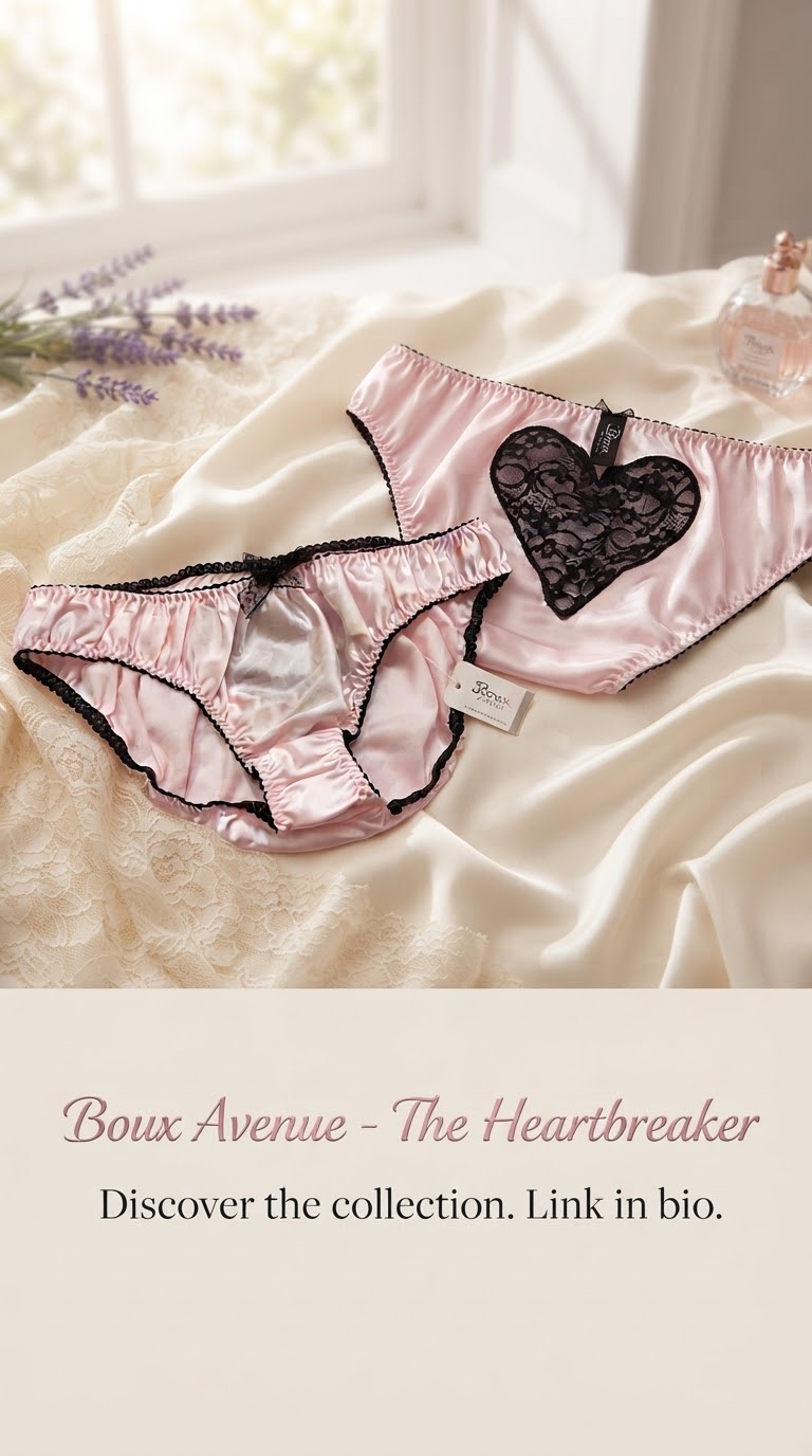 شورت زنانه لاکچری ساتن و باکیفیت از برند لوکس Boux Avenue کشور انگلستان💎 مدل Christie Cut Out Heart Brief رنگ Pink Mix