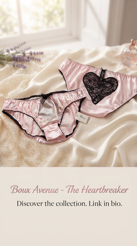 شورت زنانه لاکچری ساتن و باکیفیت از برند لوکس Boux Avenue کشور انگلستان💎 مدل Christie Cut Out Heart Brief رنگ Pink Mix