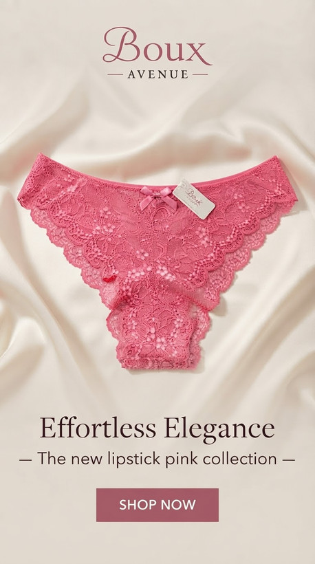 شورت تمام دانتل فوق لطیف و ضد حساسیت از برند لوکس Boux Avenue انگلستان💎 مدل Chloe Lace Thong رنگ Lipstick صورتی
