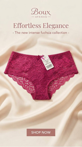زیبایی در عین سادگی؛ شورت تمامدانتل از برند لوکس Boux Avenue انگلستان💎مدل Emmeline Short رنگ Intense Fuchsia سرخابی تیره