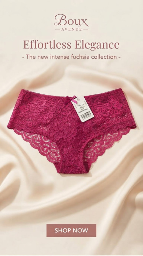 زیبایی در عین سادگی؛ شورت تمامدانتل از برند لوکس Boux Avenue انگلستان💎مدل Emmeline Short رنگ Intense Fuchsia سرخابی تیره