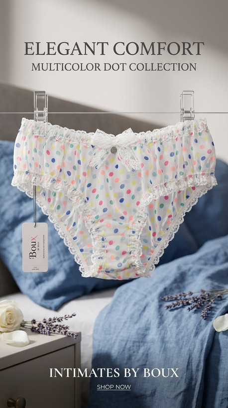 شورت توری از جدیدترین کلکسیونِ لطیف و جذاب برند لوکی Boux Avenue انگلستان💎 مدل Georgia Multi Spot Brief رنگ White Mix