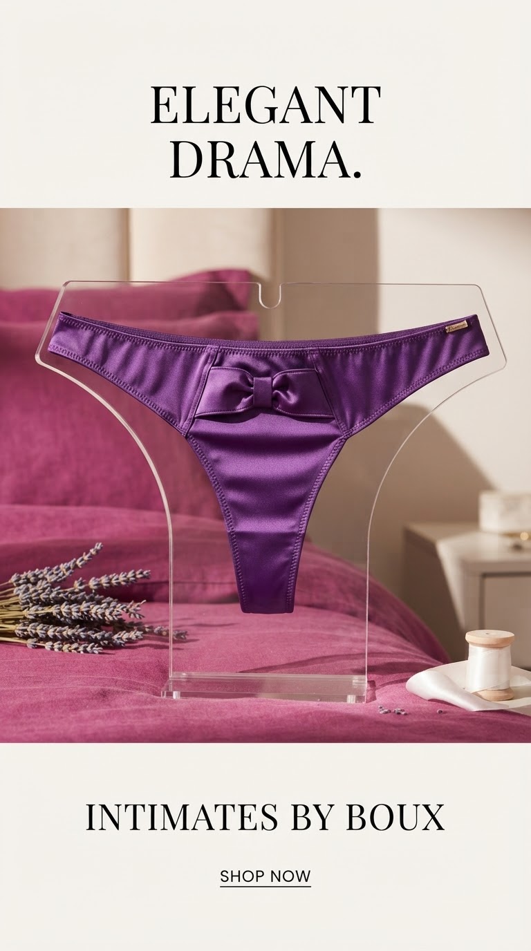 شورت لاکچری لامبادا ساتن جلو پاپیون Boux Avenue انگلستان 💎مدل Bandeau Thong رنگ Royal Purple