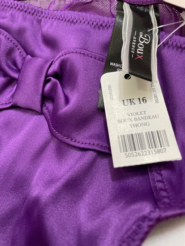 شورت لاکچری لامبادا ساتن جلو پاپیون Boux Avenue انگلستان 💎مدل Bandeau Thong رنگ Royal Purple