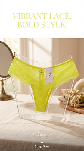 شورت دانتل با ساتن ظریف غیربراق و نازک از برند لوکس Boux Avenue انگلستان💎 مدل Belle Lace رنگ Mustard خردلی جیغ روشن