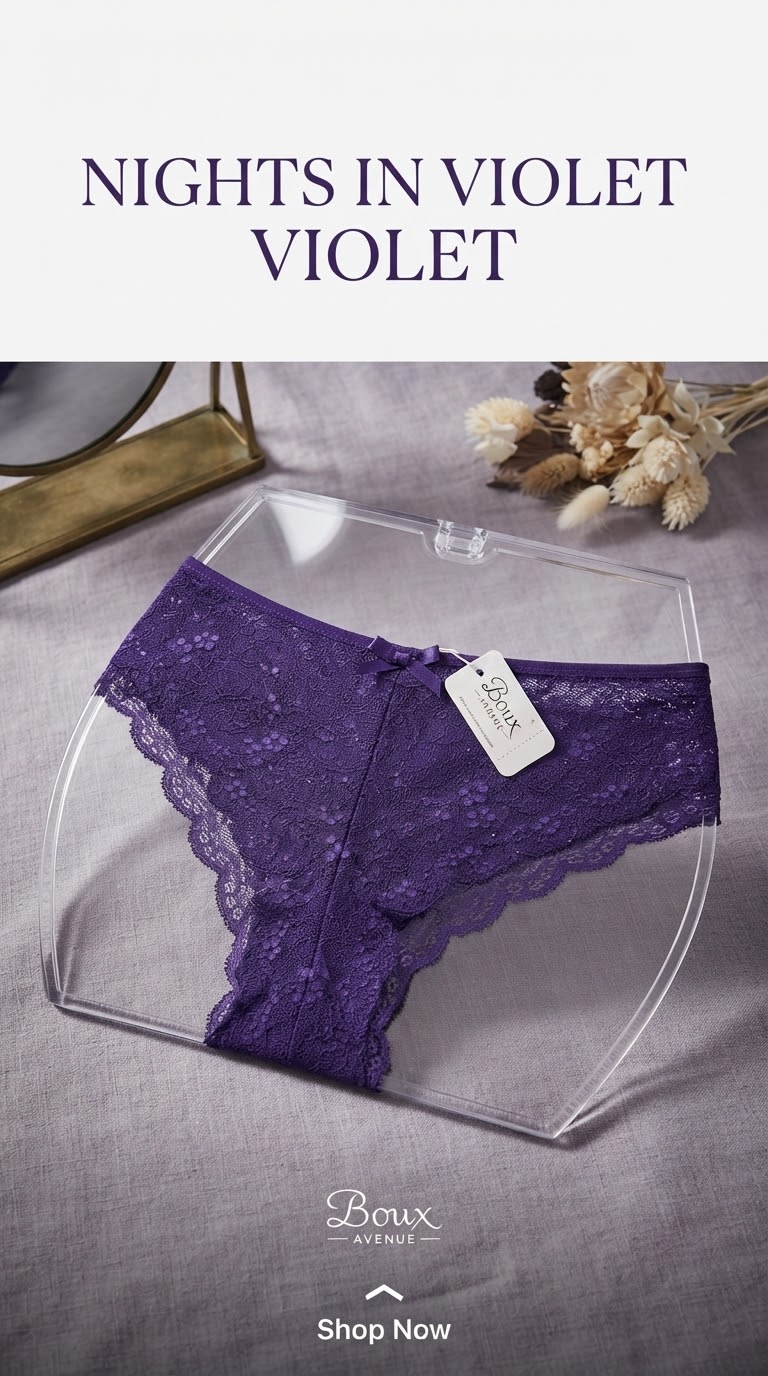 شورت تمام دانتل فوق لطیف و ضد حساسیت از برند لوکس Boux Avenue انگلستان💎 مدل Chloe Lace رنگ Violet بنفش