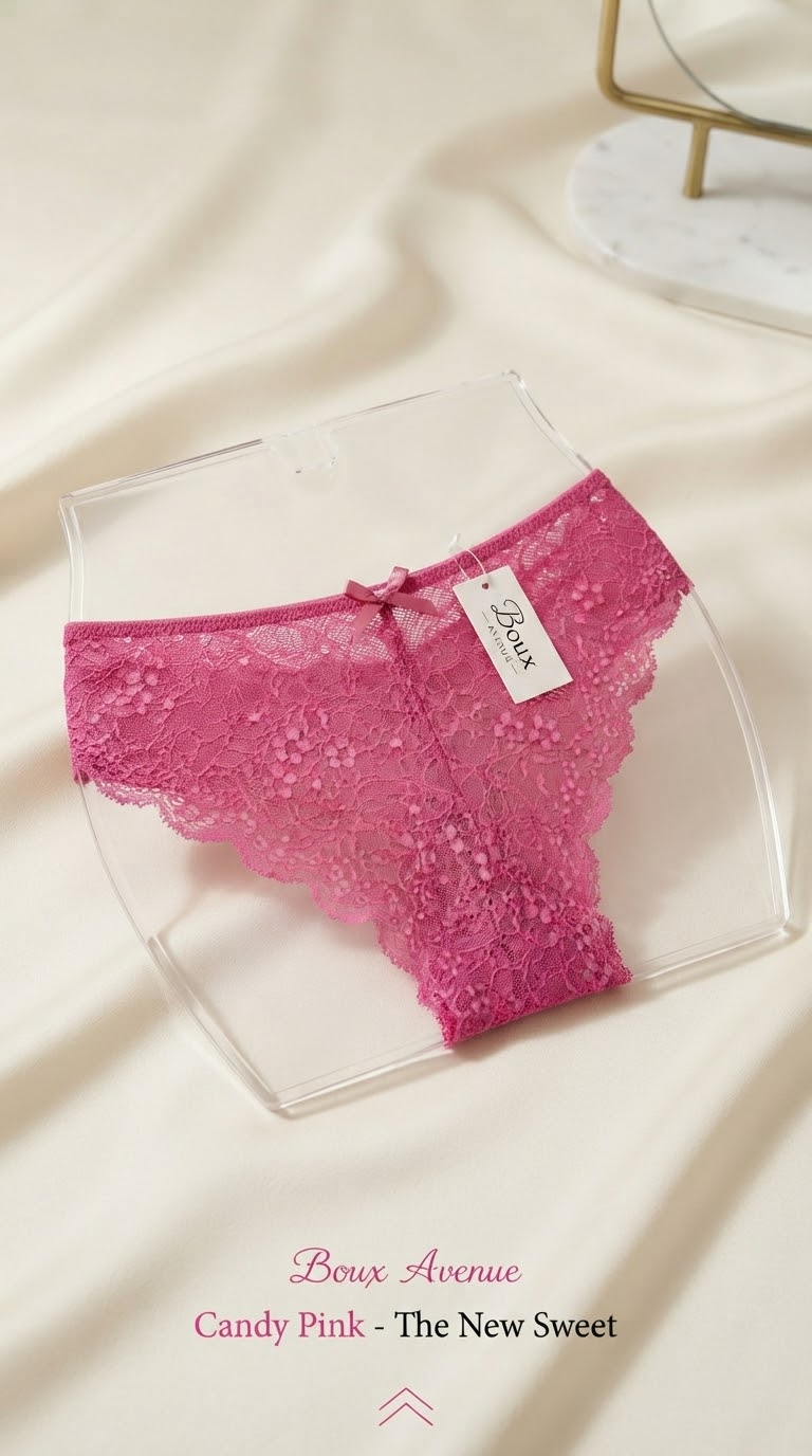 شورت تمام دانتل فوق لطیف و ضد حساسیت از برند لوکس Boux Avenue انگلستان💎 مدل Chloe Lace رنگ Candy Pink صورتی آبنباتی