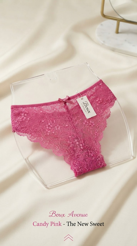 شورت تمام دانتل فوق لطیف و ضد حساسیت از برند لوکس Boux Avenue انگلستان💎 مدل Chloe Lace رنگ Candy Pink صورتی آبنباتی