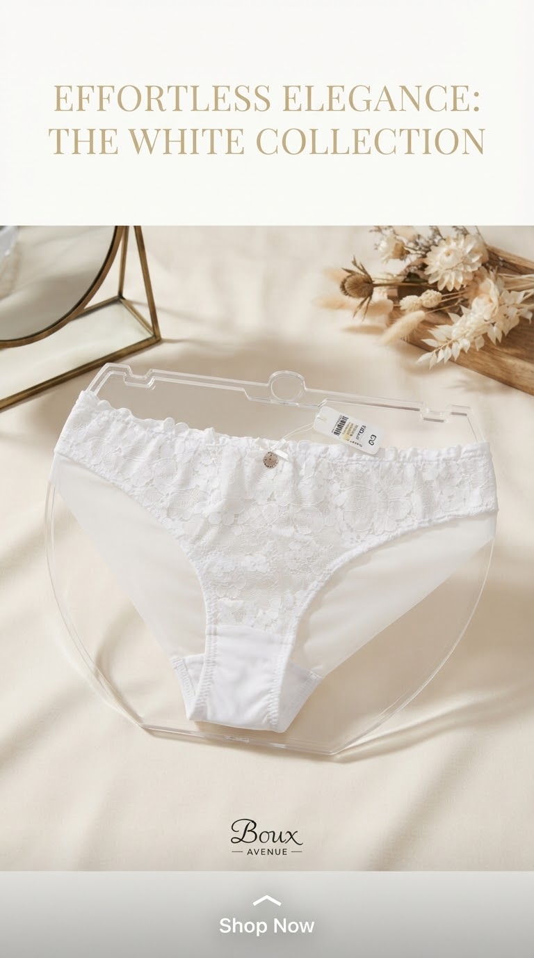 شورت جلو دانتل و پشت تور لیزری از یرند لوکس Boux Avenue انگلستان💎 مدل Sweetheart Lace Brief رنگ White سفید
