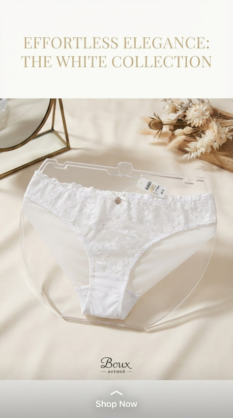 شورت جلو دانتل و پشت تور لیزری از یرند لوکس Boux Avenue انگلستان💎 مدل Sweetheart Lace Brief رنگ White سفید