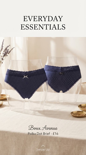 شورت فوق راحت و نخی خال خالی از برند لوکس Boux Avenue انگلستان💎 مدل Pin Dot Lace Top رنگ Blue Mix سرمه ای با توپ های سفید