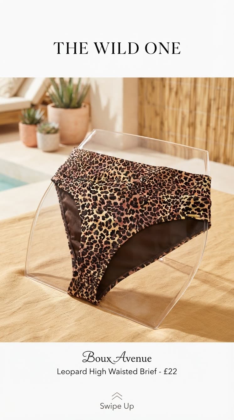 مایوشورت و لباس زیر بسیار شیک طرح پلنگی🐆 از برند لوکس Boux Avenue انگلستان💎 مدل Zambia Roll Top Brief رنگ Brown Mix قهوه ای پلنگی