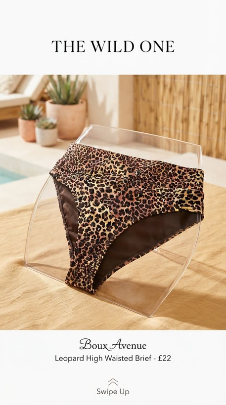 مایوشورت و لباس زیر بسیار شیک طرح پلنگی🐆 از برند لوکس Boux Avenue انگلستان💎 مدل Zambia Roll Top Brief رنگ Brown Mix قهوه ای پلنگی