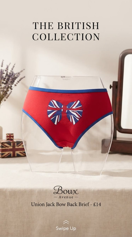 شورتکس (شورتک) جذاب و راحت برند لوکس Boux Avenue اورجینال کشور انگلستان💎 مدل Bow Union Jack رنگ Red Mix قرمز سرمه ای