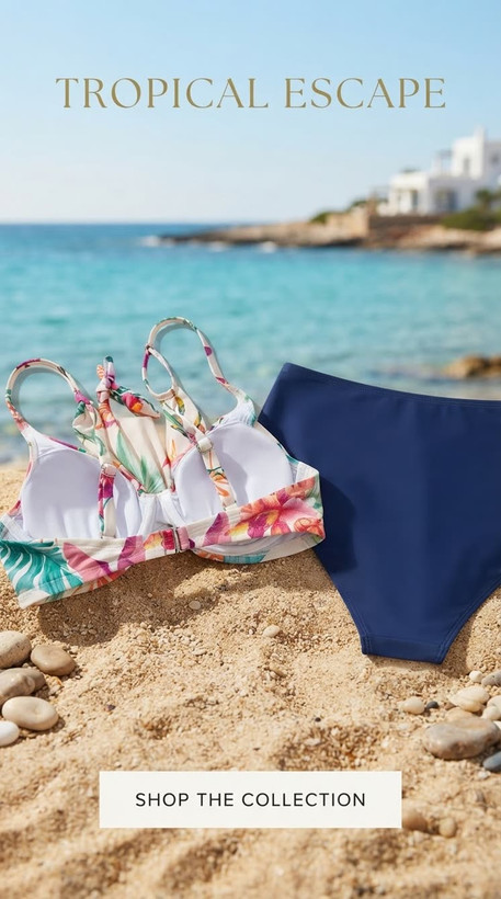 بیکینی دو تکه برند کاپشی (CUPSHE) اورجینال کشور انگلستان - بالا تنه Floral و پائین تنه Navy سایز S