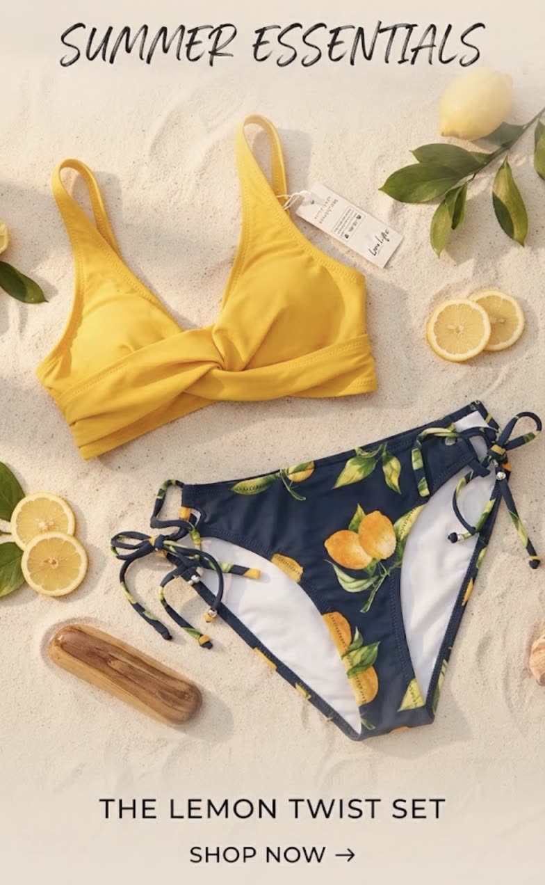 بیکینی طرح لیمو🍋 از برند انگلیسی اورجینال CUPSHE سایز M