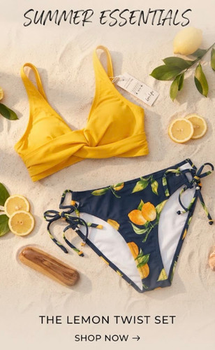 بیکینی طرح لیمو🍋 از برند انگلیسی اورجینال CUPSHE سایز M