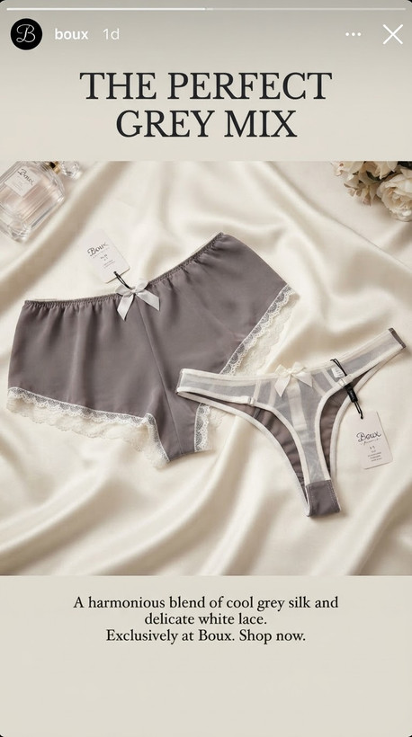 ست ۲ تایی شورت لاکچری از برند لوکس Boux Avenue انگلستان💎خاکستری سفید مدل Chantal سایز ۳۴ و ۳۶ ایران