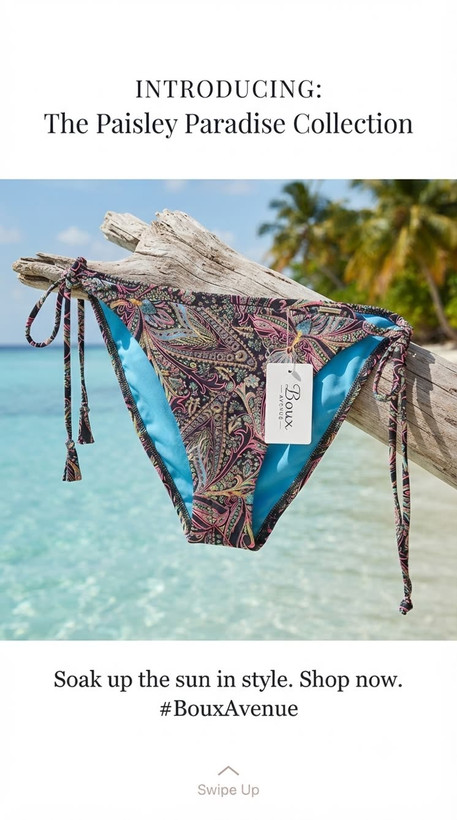 مایو شورت بنددار مدل Acapulco از برند لوکس Boux Avenue انگلستان💎 سایز ۴۰و ۴۲ ایران رنگ استوایی با زمینه مشکی