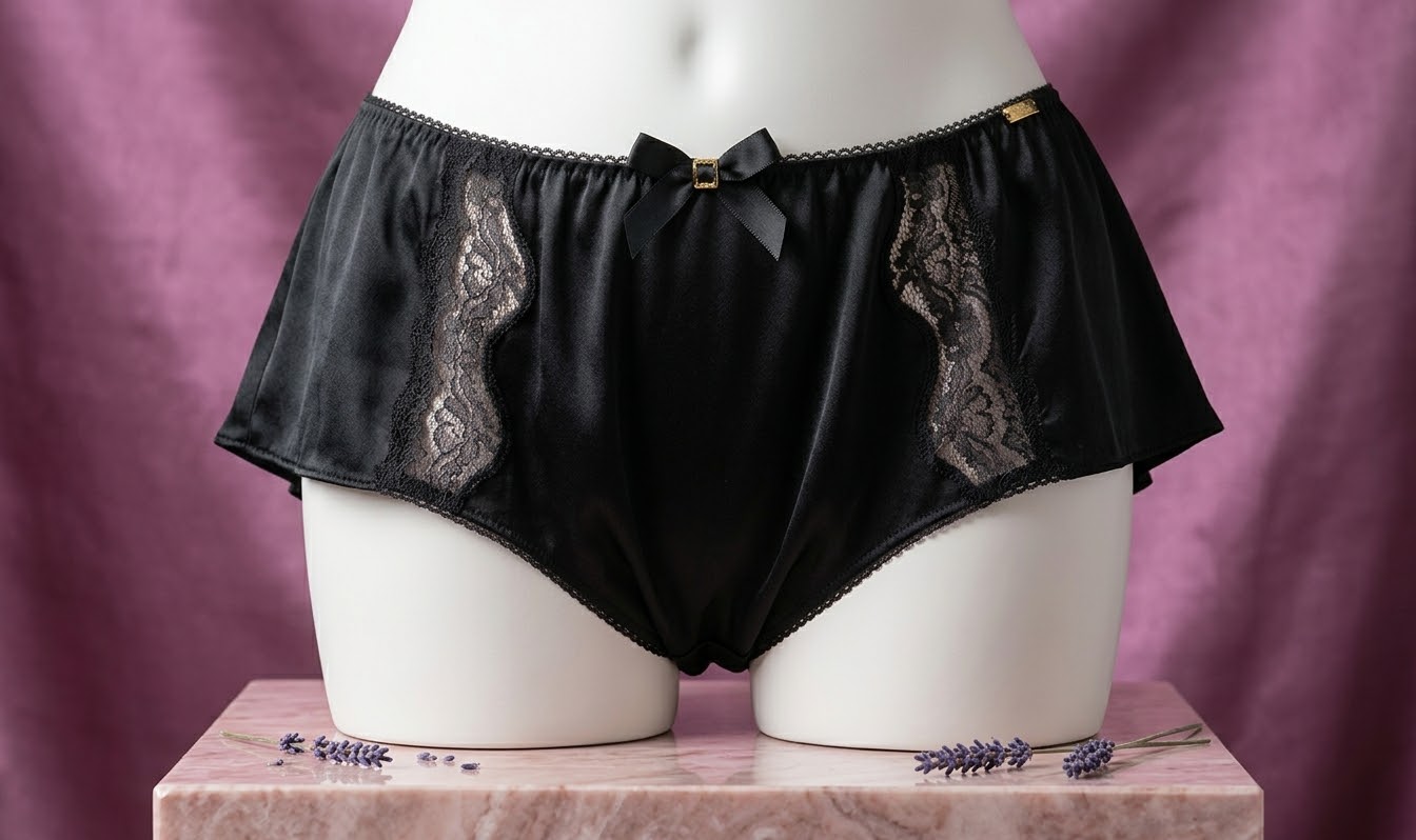 شورت های لاکچری ساتن‌ ابریشم و تور گیپور مدل French Knicker از برند لوکس Boux Avenue انگلستان💎 سایز ۴۴-۴۶ و ۴۶-۴۸ ، مشکی و انگوری