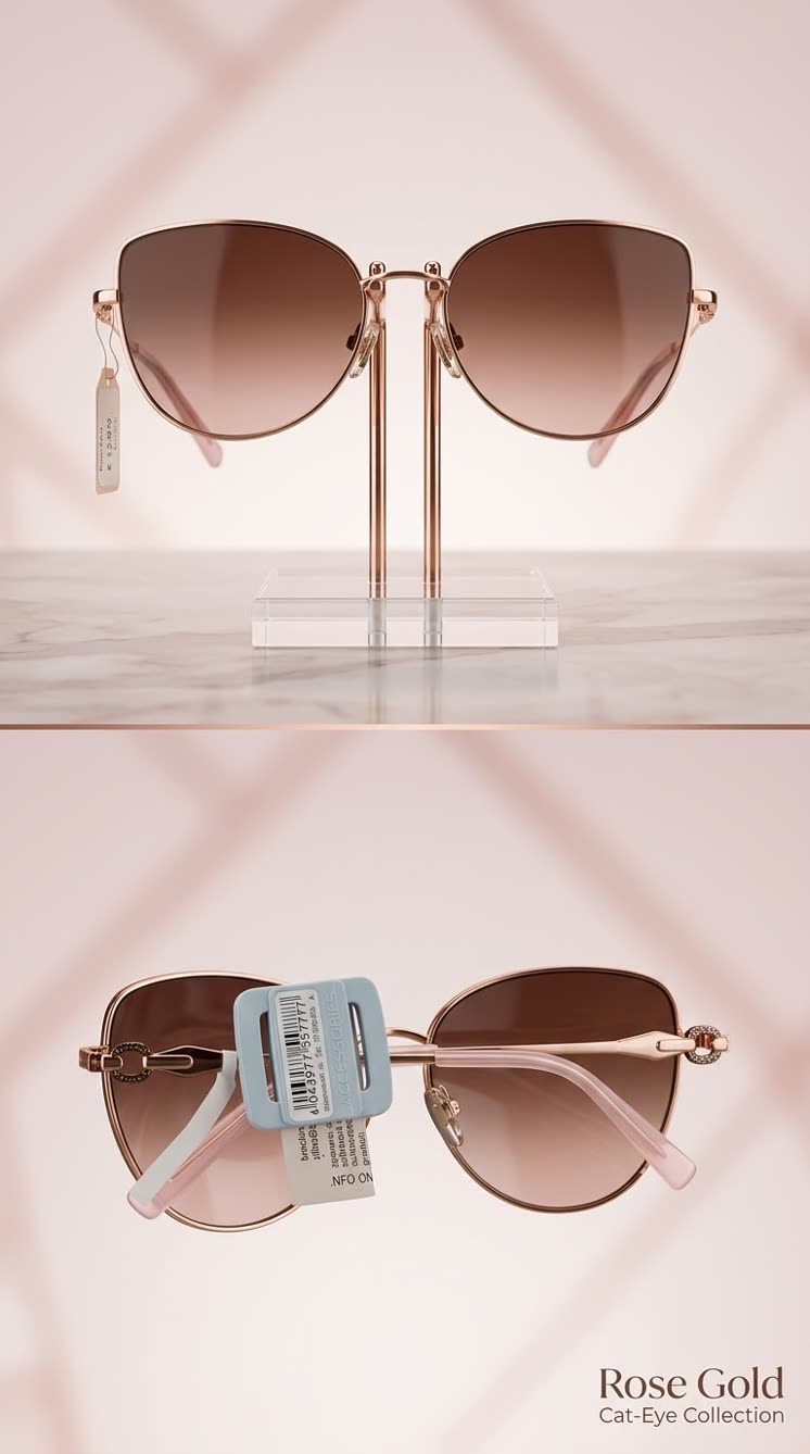 عینک آفتابی زنانه برند اورجینال Accessories آلمان با فریم رزگلد سایه‌روشن