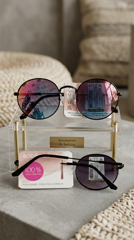 عینک آفتابی برند اورجینال Accessories آلمان- مدل گرد با فریم مشکی