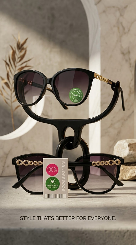 عینک آفتابی زنانه برند Accessories آلمان – فریم مشکی با دسته طلایی