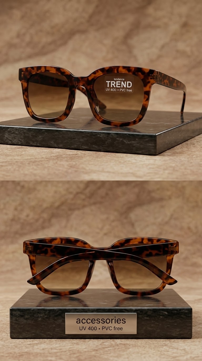 عینک آفتابی برند Accessories آلمان- مربعی اورسایز طرح لاک‌پشتی / Tortoise