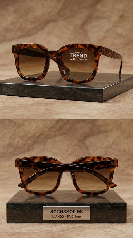عینک آفتابی برند Accessories آلمان- مربعی اورسایز طرح لاکپشتی / Tortoise